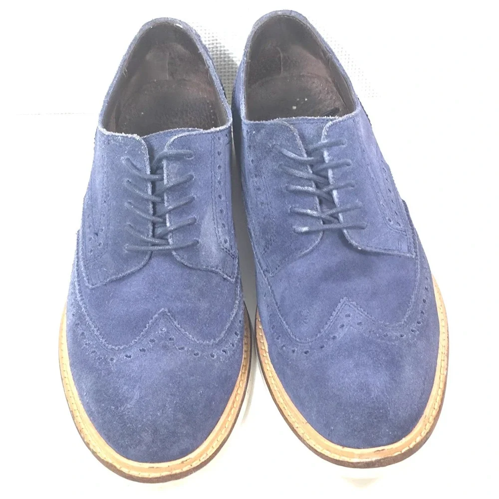 Cole Haan Foley Wing Ox II Blazer Blue Suede‎ Shoes Oxford Men's 9 Original Box